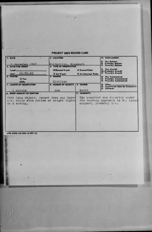 First page of 1957.11 - 7231129 - Wintzville, Missouri