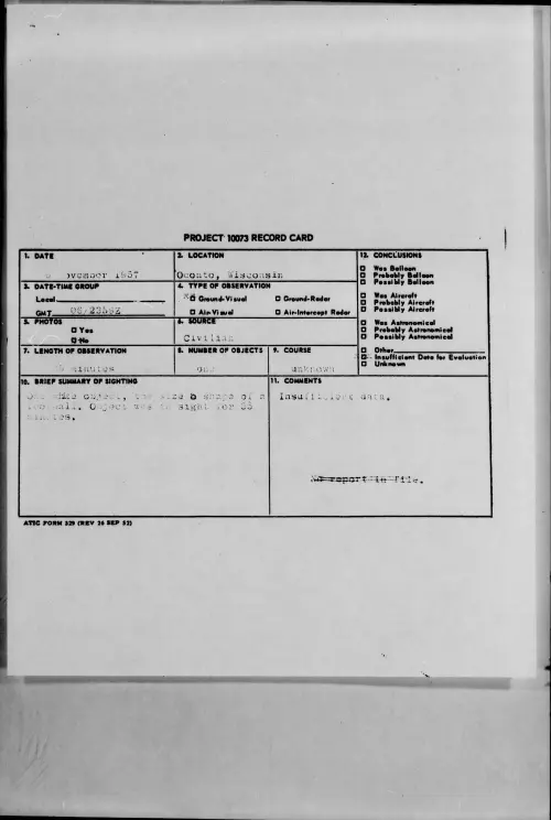 First page of 1957.11 - 6779738 - Oconto, Wisconsin