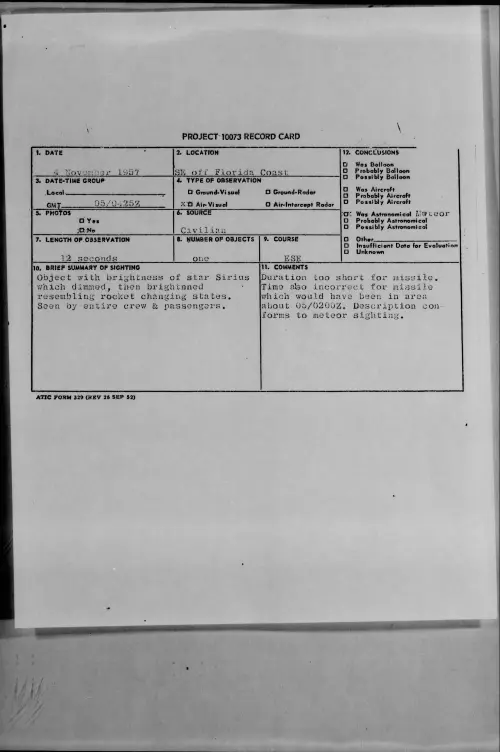 First page of 1957.11 - 7229338 - SE Off Florida Coast