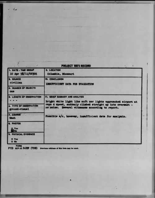 First page of 1954.04 - 6781115 - Columbia, Missouri