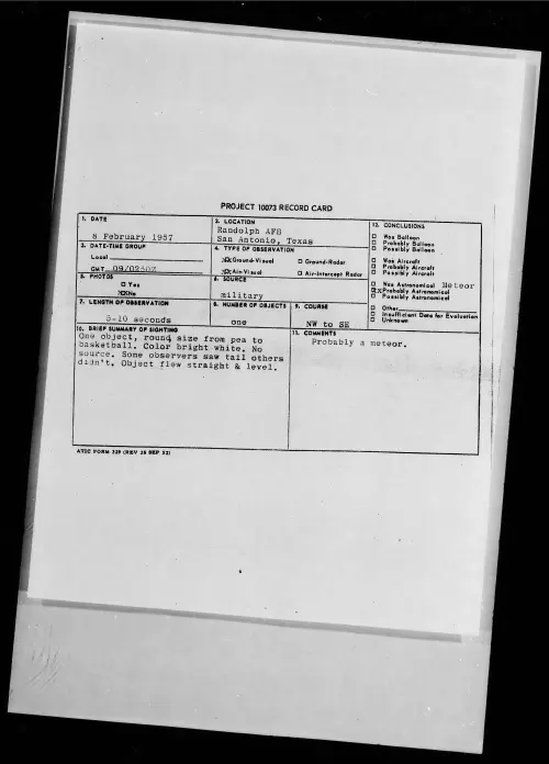 First page of 1957.02 - 6786665 - Randolph AFB, San Antonio, Texas