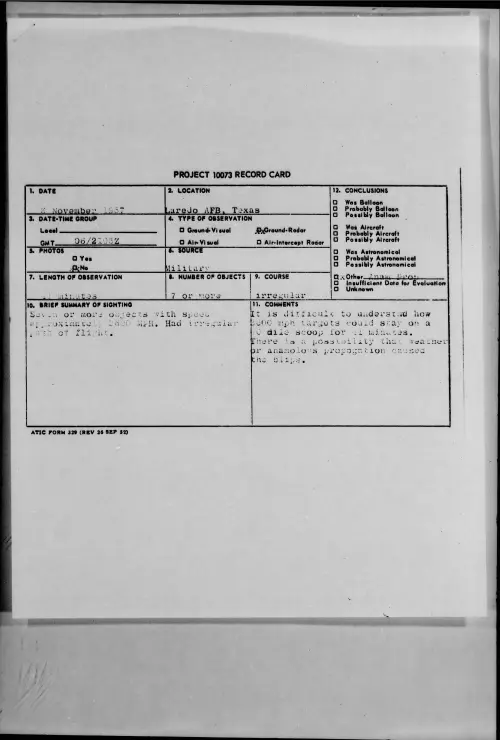 First page of 1957.11 - 6779375 - Laredo AFB, Texas