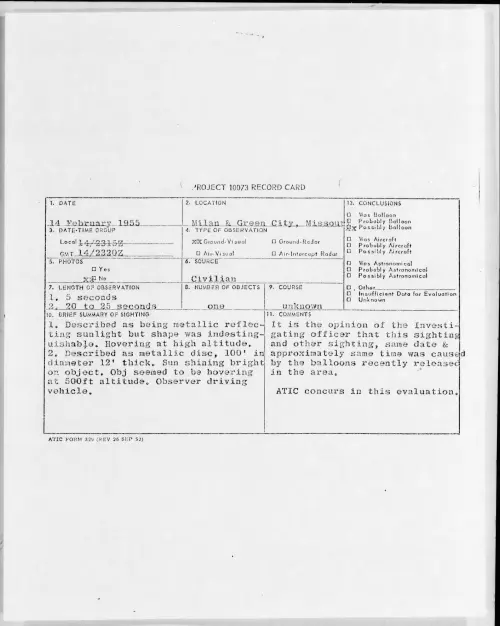 First page of 1955.02 - 6968984 - Milan and Green City, Missouri