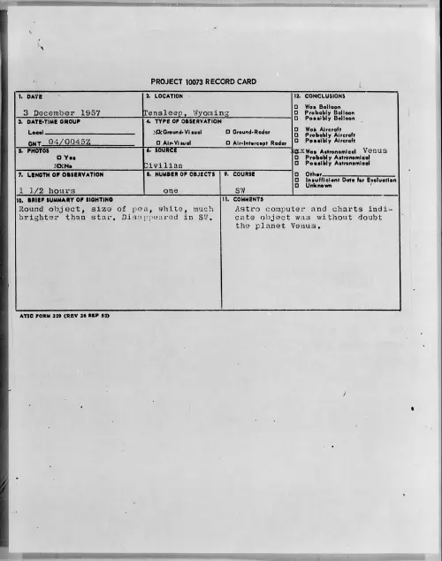 First page of 1957.12 - 6967102 - Tensleep, Wyoming