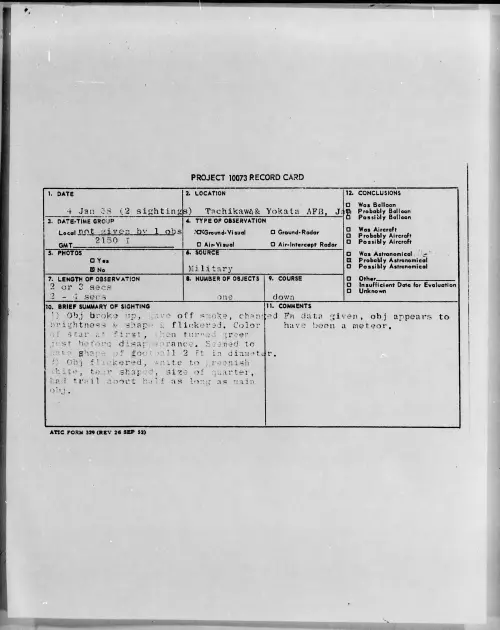 First page of 1958.01 - 6972450 - Tachikawa & Yokata AFB, Jap