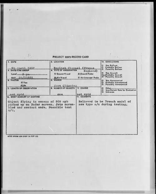 First page of 1957.04 - 6789182 - English Channel (France England)