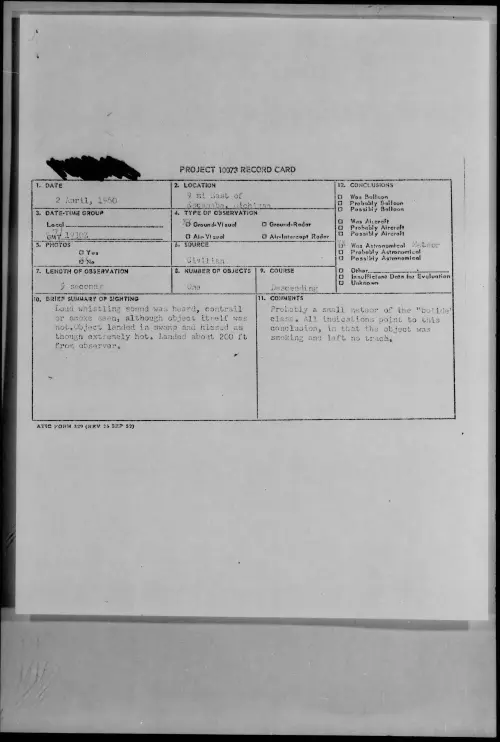 First page of 1960.04 - 7811550 - 9 Mi East of Escanabe, Michigan