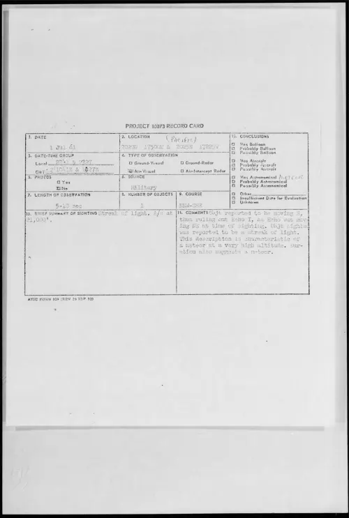 First page of 1961.07 - 8693124 - 2020N 17500W and 2025N 17225W (PACIFIC)