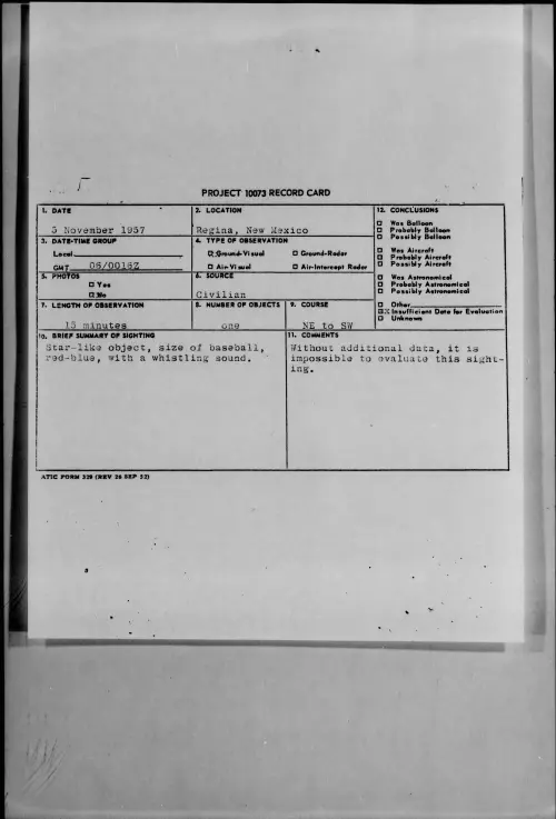 First page of 1957.11 - 7231540 - Regina, New Mexico