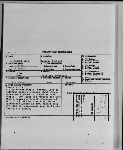 First page of 1956.08 - 7069670 - Kuopio, Finland