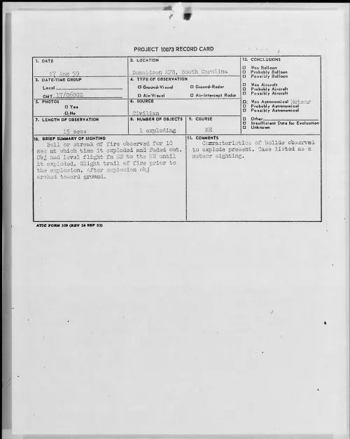 First page of 1959.08 - 8408468 - Donaldson AFB, South Carolina