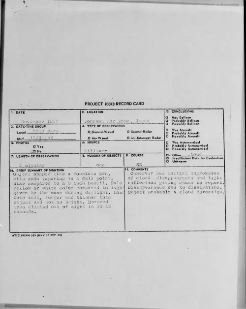 First page of 1957.11 - 6782970 - Johnson Air Base, Japan