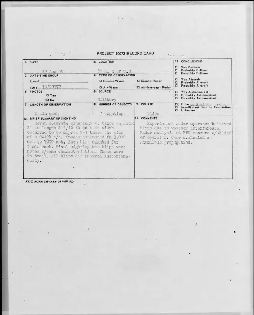 First page of 1959.08 - 8408581 - 80 Mi E Of U. S