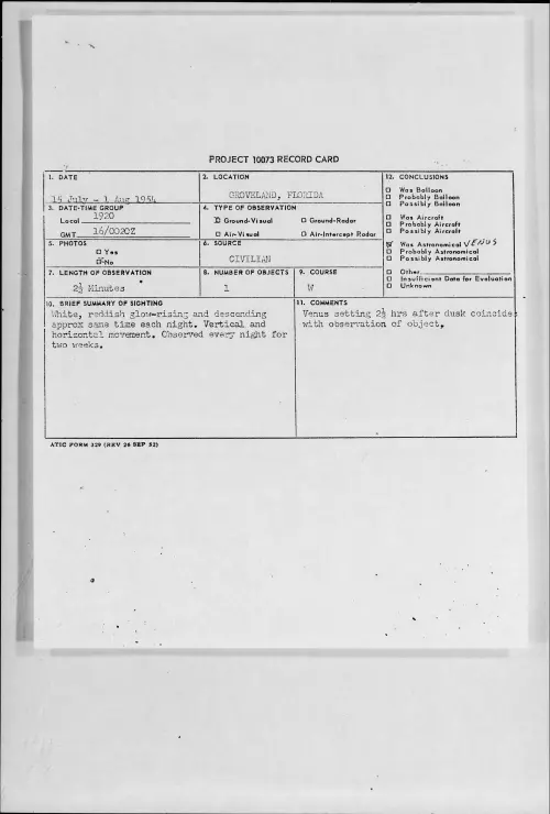 First page of 1954.07 - 8714917 - GROVELAND, FLORIDA