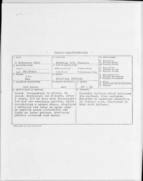 First page of 1955.02 - 6968620 - Dobbins AFB, Georgia