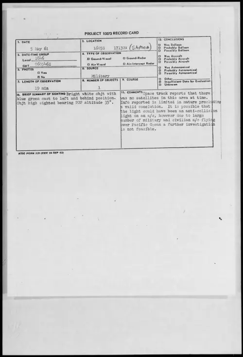 First page of 1961.05 - 8682157 - 1605S 17130W (SAMOA)