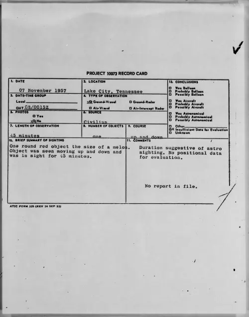 First page of 1957.11 - 6781534 - Lake City, Tennessee