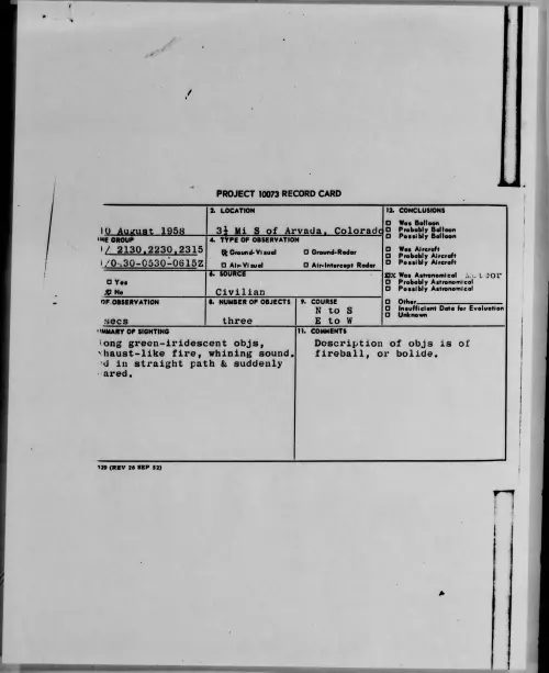 First page of 1958.08 - 8861814 - 3.5 Mi S Of Arvada, Colorado