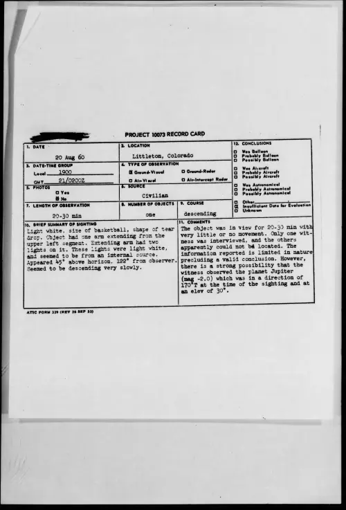 First page of 1960.08 - 7820707 - Littleton, Colorado
