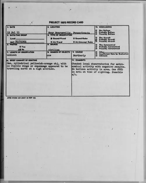 First page of 1955.07 - 6970141 - Near Monroeville, Pennsylvania