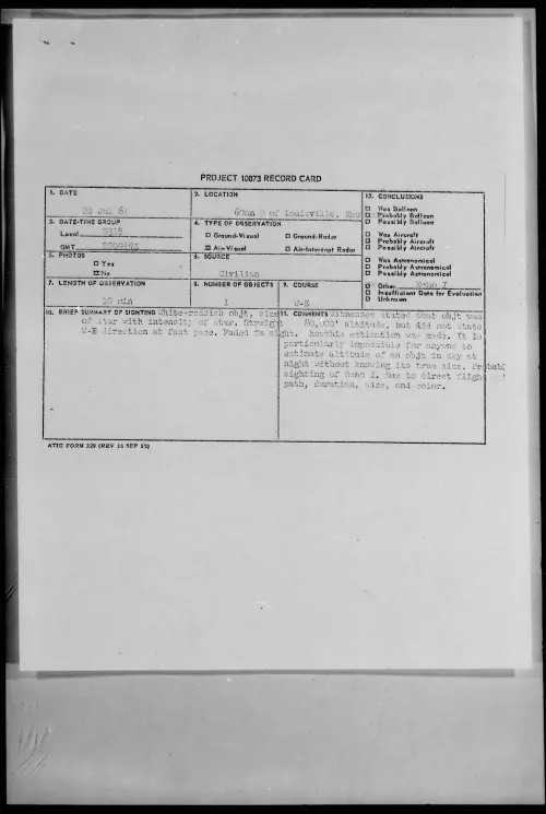 First page of 1961.07 - 8293814 - 60nm S of Louisville, Kentucky