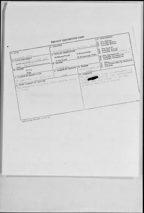 First page of 1957.08 - 6966851 - 2 sightings in Dayton, Ohio