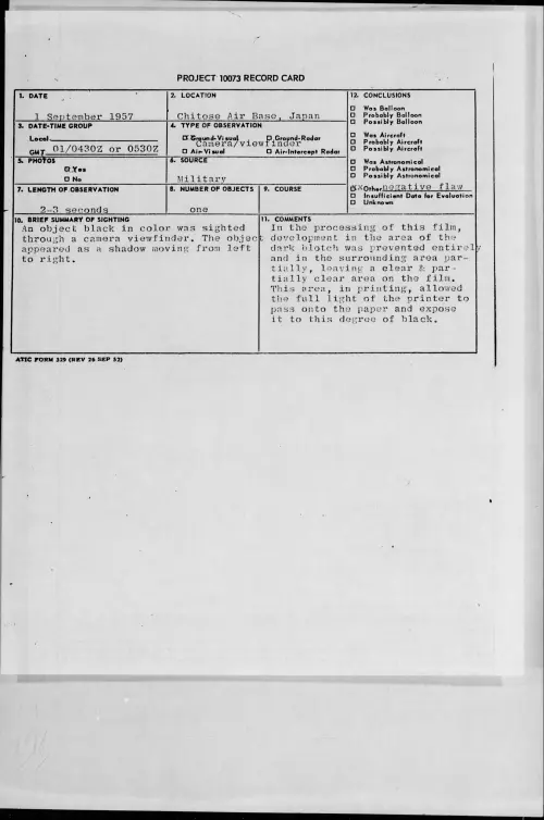 First page of 1957.09 - 7228287 - Chitose Air Base, Japan