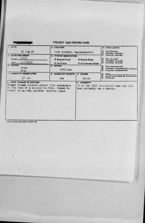First page of 1960.08 - 7822981 - West Roxbury, Massachusetts