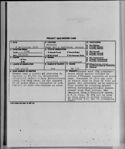 First page of 1956.09 - 7070699 - Between Coos Bay and Portland, Oregon