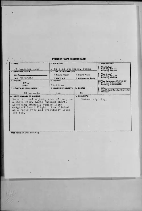First page of 1957.11 - 6783297 - 2 Mi S of Cleburne, Texas