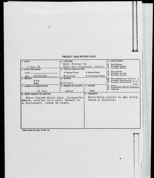 First page of 1958.05 - 7227384 - Over Fresno to Over San Fransico, Calif