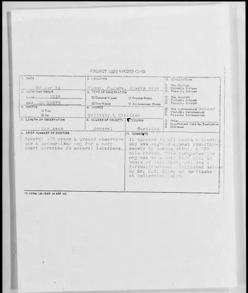 First page of 1958.03 - 6965432 - Yukon, Canada, Alaska area