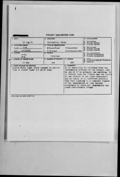 First page of 1960.08 - 7821564 - Durenville, Texas
