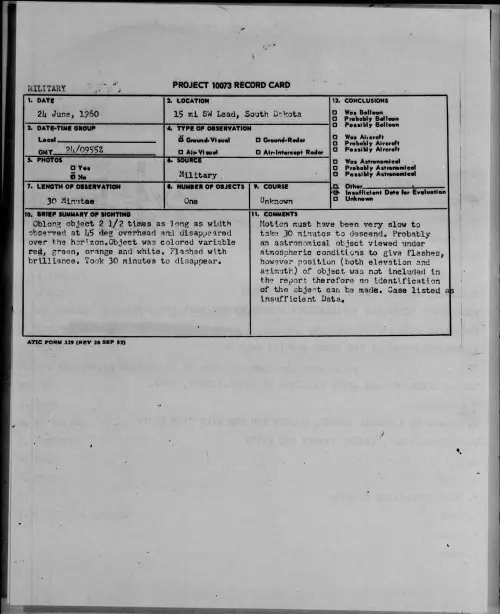 First page of 1960.06 - 7813729 - 15 mi SW Lead, South Dakota
