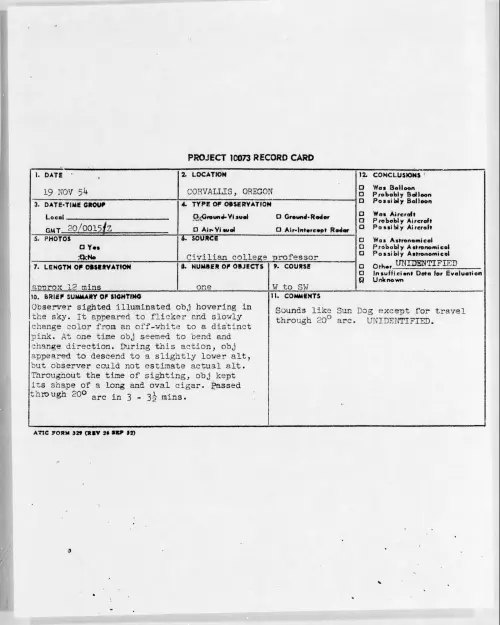 First page of 1954.11 - 6960120 - CORVALLIS, OREGON