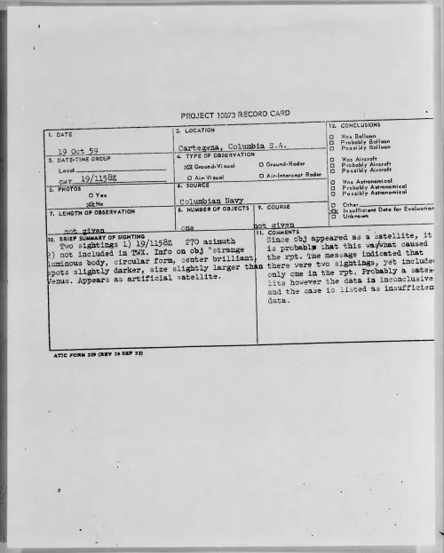 First page of 1959.10 - 6962646 - Cartegena, Columbia S.A