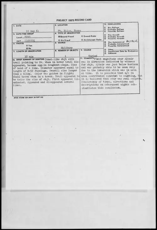 First page of 1961.05 - 8682589 - Ft. Bliss, Texas