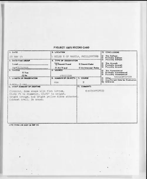 First page of 1954.11 - 6961307 - 5 MILES E OF MANILA, PHILLIPPINES