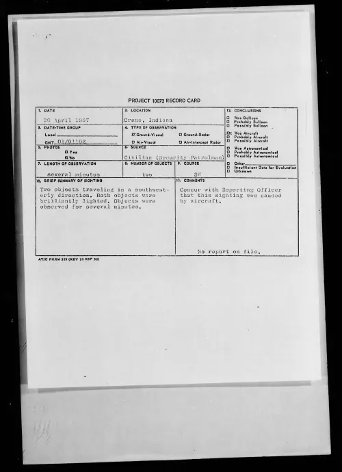 First page of 1957.04 - 6789261 - Crane, Indiana