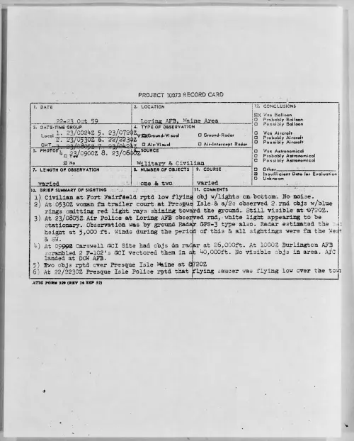 First page of 1959.10 - 6963432 - Loring AFB, Maine Area