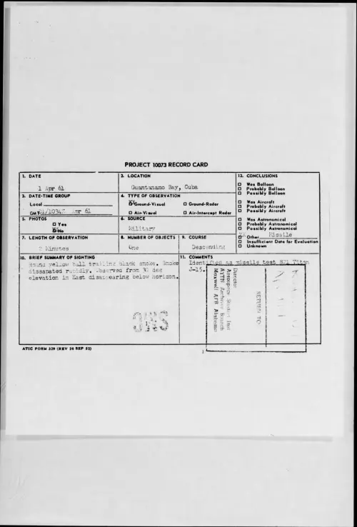 First page of 1961.04 - 8674662 - Guantanamo Bay, Cuba