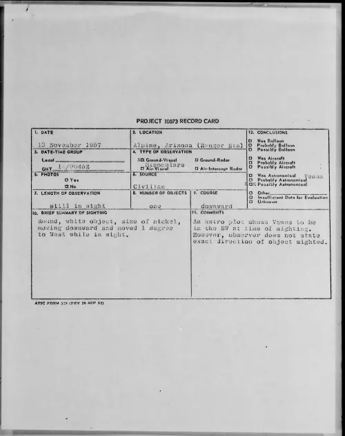 First page of 1957.11 - 6782931 - Alpine, Arizona (Ranger Sta)