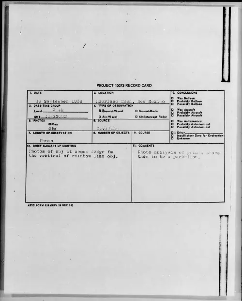 First page of 1958.09 - 7198042 - Huerfano Mesa, New Mexico