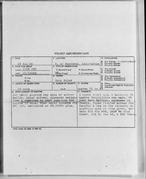 First page of 1958.01 - 6973211 - W. of Monterey, California