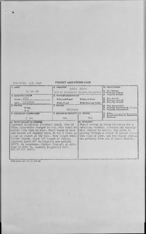 First page of 1960.12 - 8606976 - 4044N 6440W ESE of Nantucket Island, Massachusetts