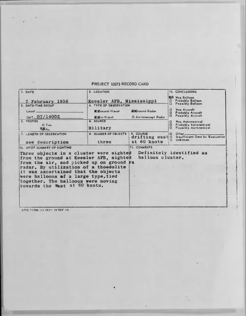 First page of 1956.02 - 7340476 - Keesler AFB, Mississippi