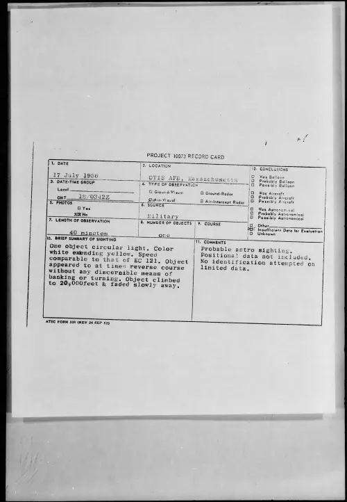 First page of 1956.07 - 6787178 - OTIS AFB, Massachusetts