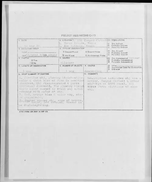First page of 1958.03 - 6964419 - ESE Corpus Christi, Texas