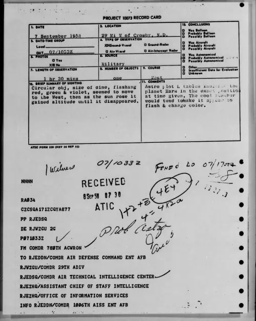 First page of 1958.09 - 8868009 - 29 Mi W Of Crosby, N. D