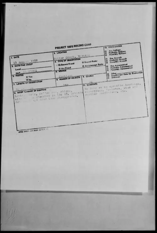 First page of 1956.08 - 7069434 - Bitter Creek, Wyoming